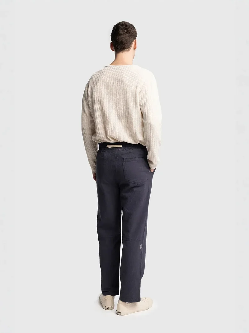 Giesto Navy Blue GIESTO Straight Leg Pants with Drawstring Waist for Men | Best Price UAE